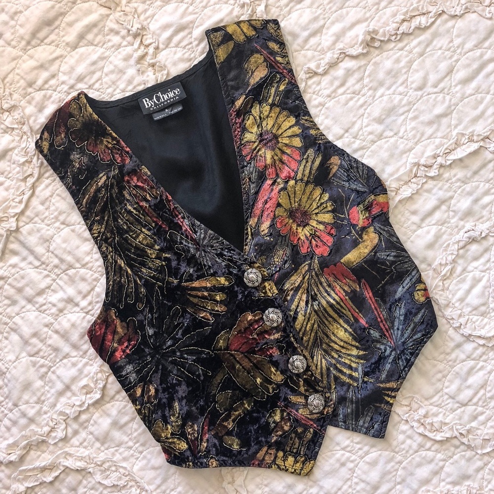 Vintage Floral Velvet Vest